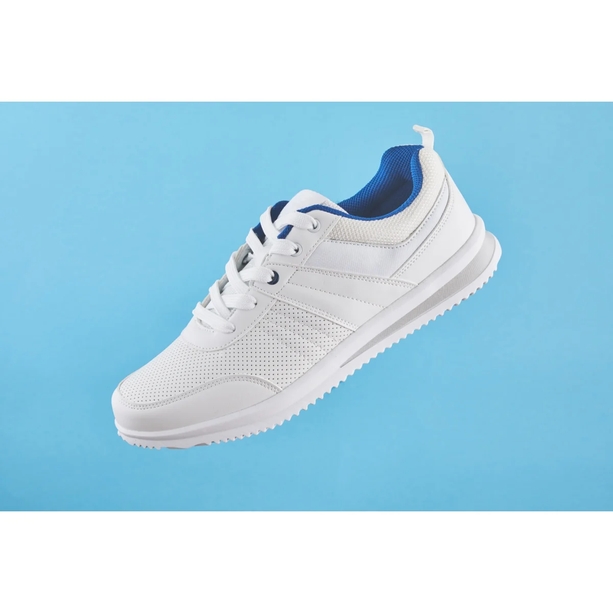 Saved storefront image showing the white sneaker with blue lining, not yet approved in this session